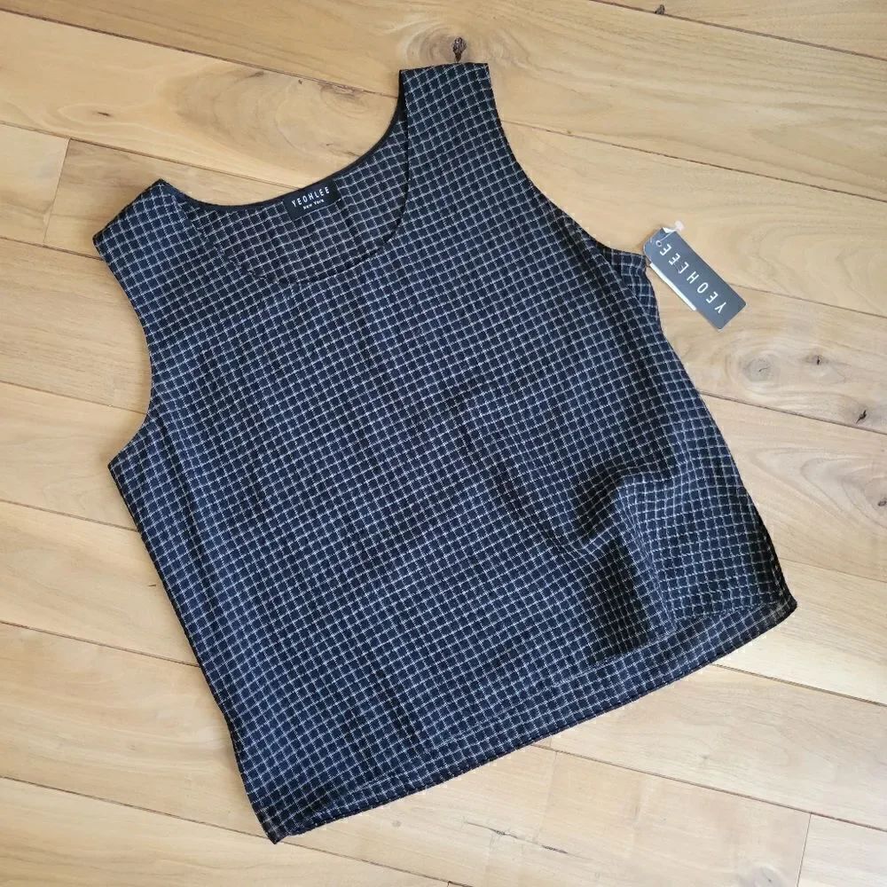 NWT Yeohlee Wool Check Tank Top Shirt size XL